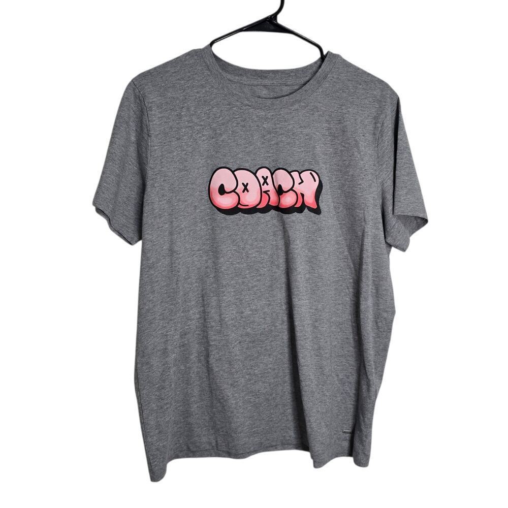 Coach Graffiti Hip Hop T-Shirt Grey Pink Size Large